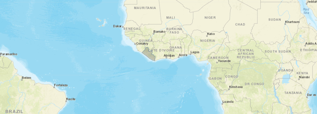 Map showing Liberia
