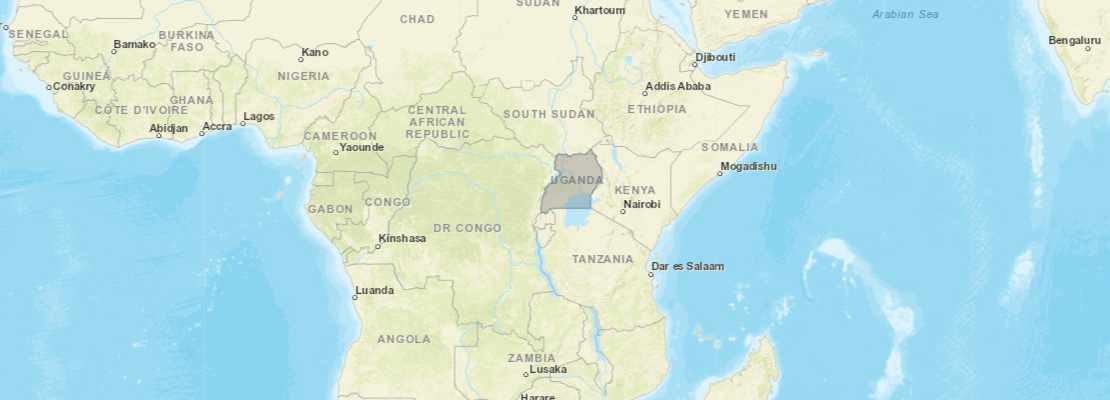 Map showing Uganda